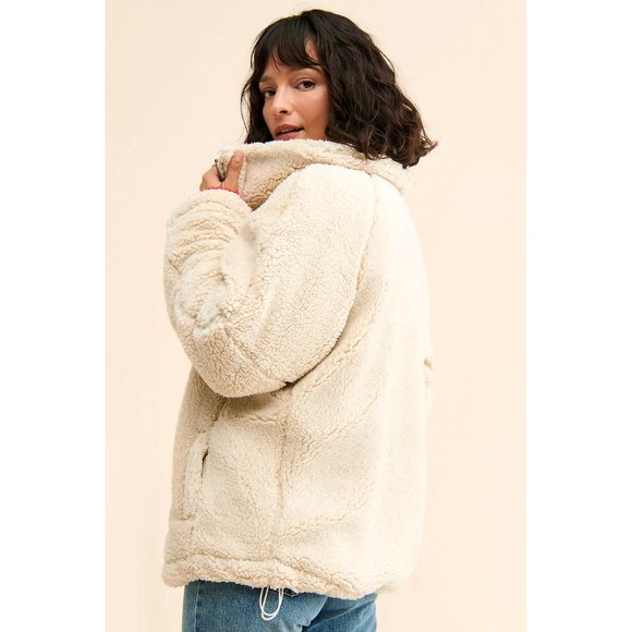 NEW Free People Raya Cozy Coat Sherpa Fleece Teddy Jacket Oversized Winter Coat - Picture 3 of 5